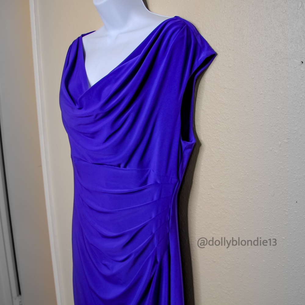Deep Lapis Stretch Cowl Neck Dress Ralph Lauren